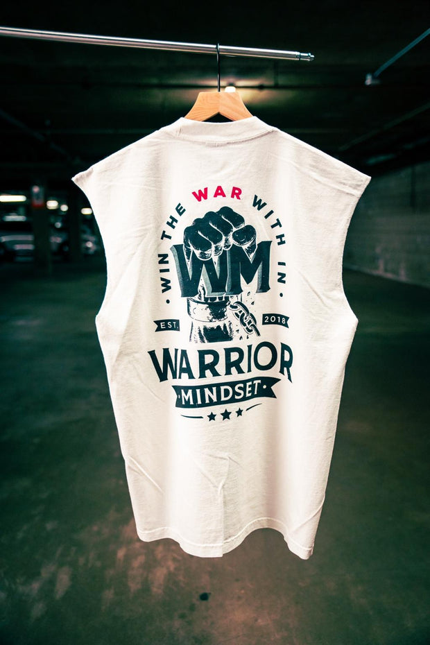 "Win the War Within" Sleeveless Muscle Tee - White