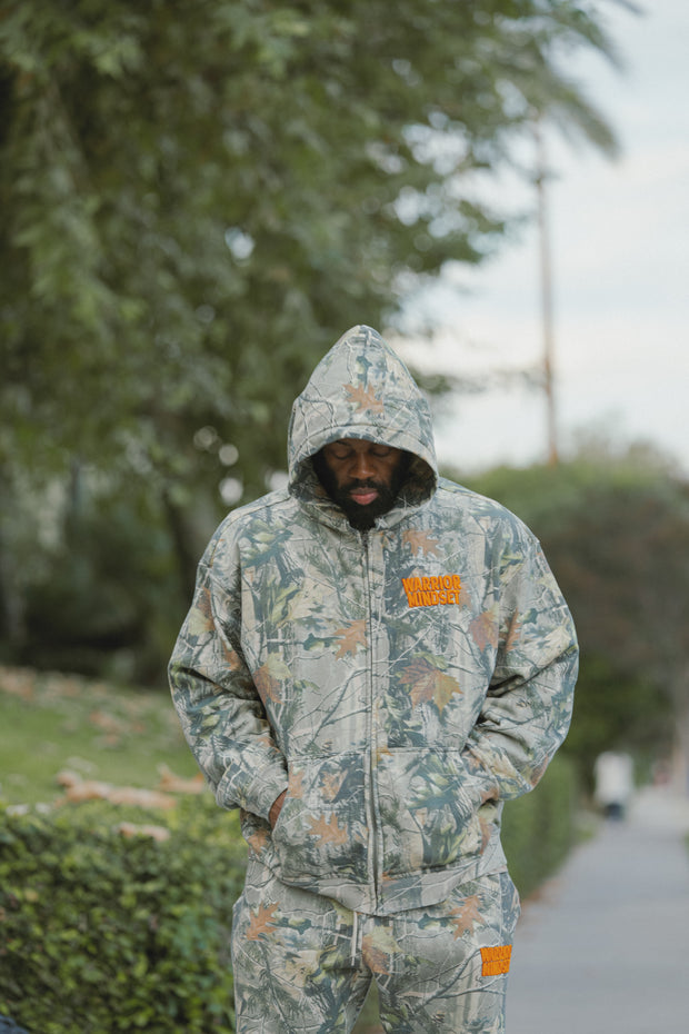 WARRIOR MINDSET™ CAMO ZIP HOODIE — ORANGE EMBROIDERY EDITION