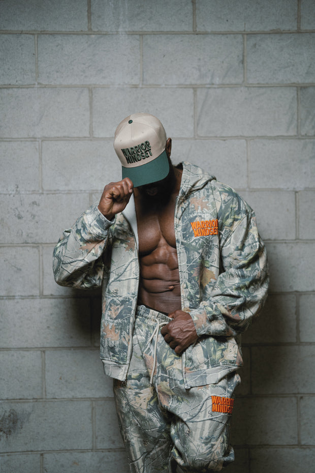 WARRIOR MINDSET™ CAMO ZIP HOODIE — ORANGE EMBROIDERY EDITION
