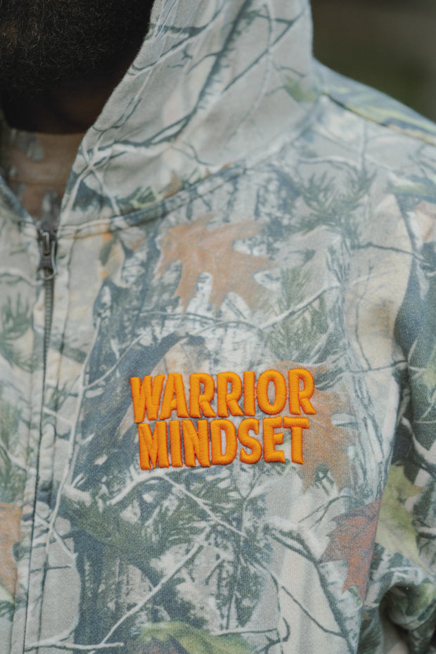 WARRIOR MINDSET™ CAMO ZIP HOODIE — ORANGE EMBROIDERY EDITION