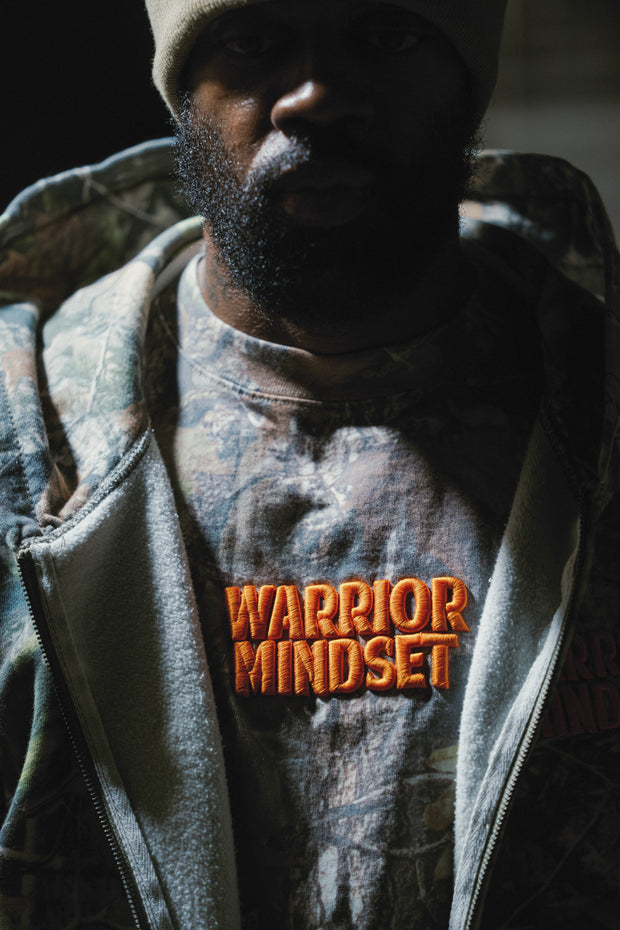 WARRIOR MINDSET™ CAMO ZIP HOODIE — ORANGE EMBROIDERY EDITION