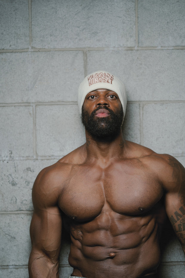 WARRIOR MINDSET™ CREAM EMBROIDERED BEANIE