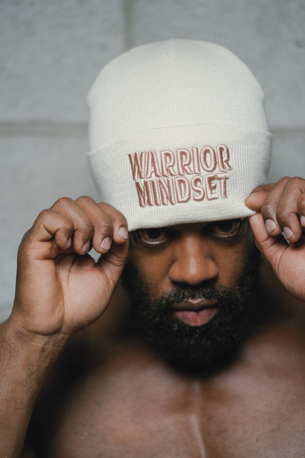 WARRIOR MINDSET™ CREAM EMBROIDERED BEANIE
