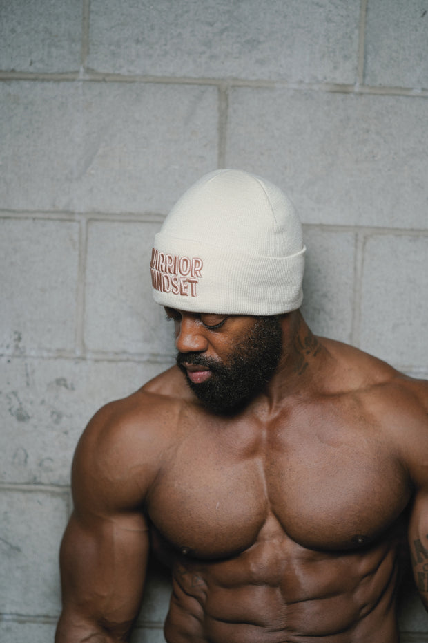 WARRIOR MINDSET™ CREAM EMBROIDERED BEANIE