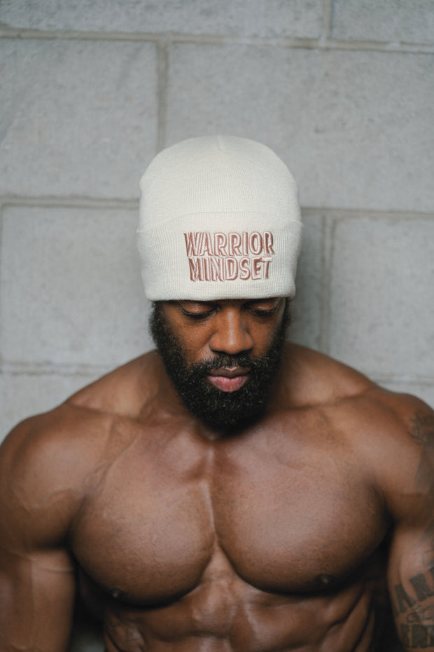 WARRIOR MINDSET™ CREAM EMBROIDERED BEANIE